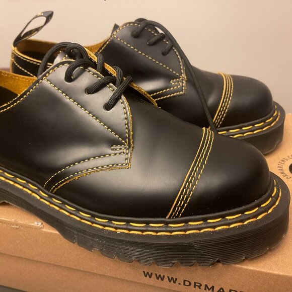 Dr. Martens Black and Yellow Women's Shoes - Picture 1 of 4